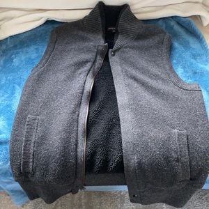 Banana Republic Men’s Sweater Vest Heather Grey Size XL Sherpa Lined
